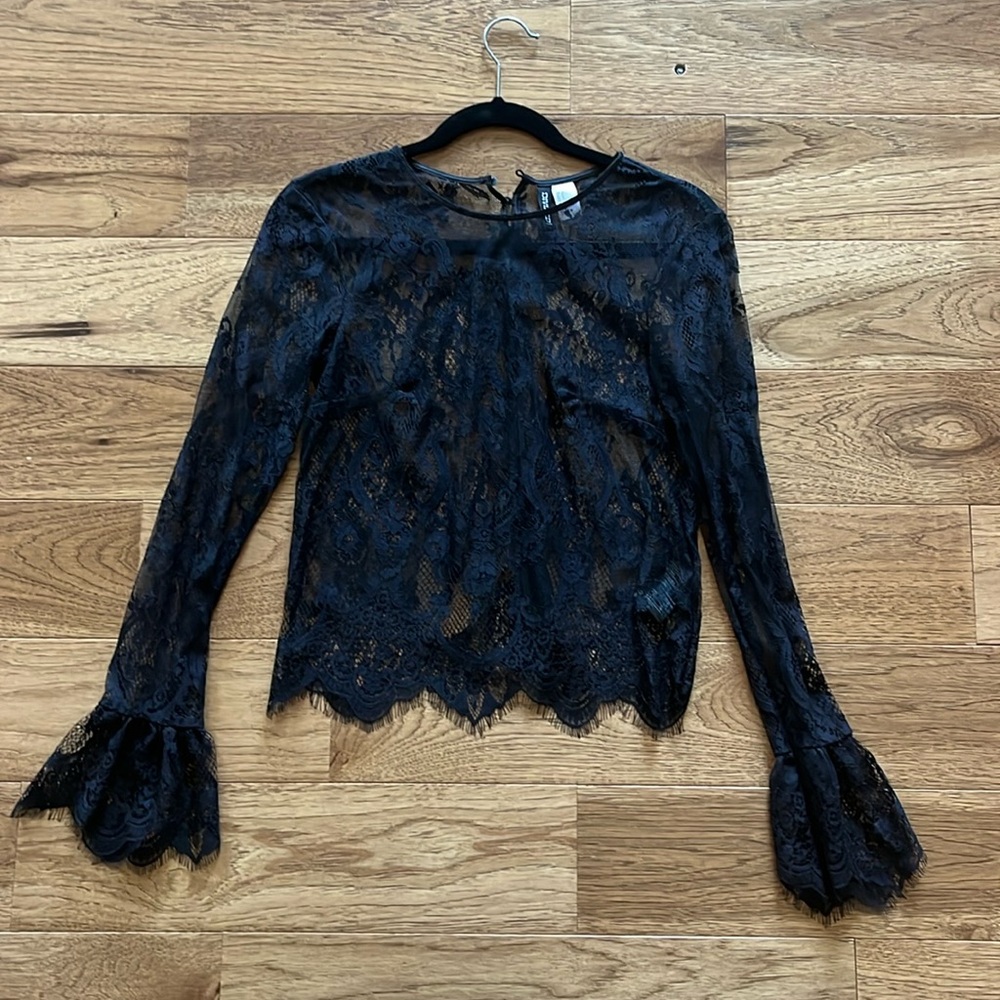 Black lace long sleeve top size 2